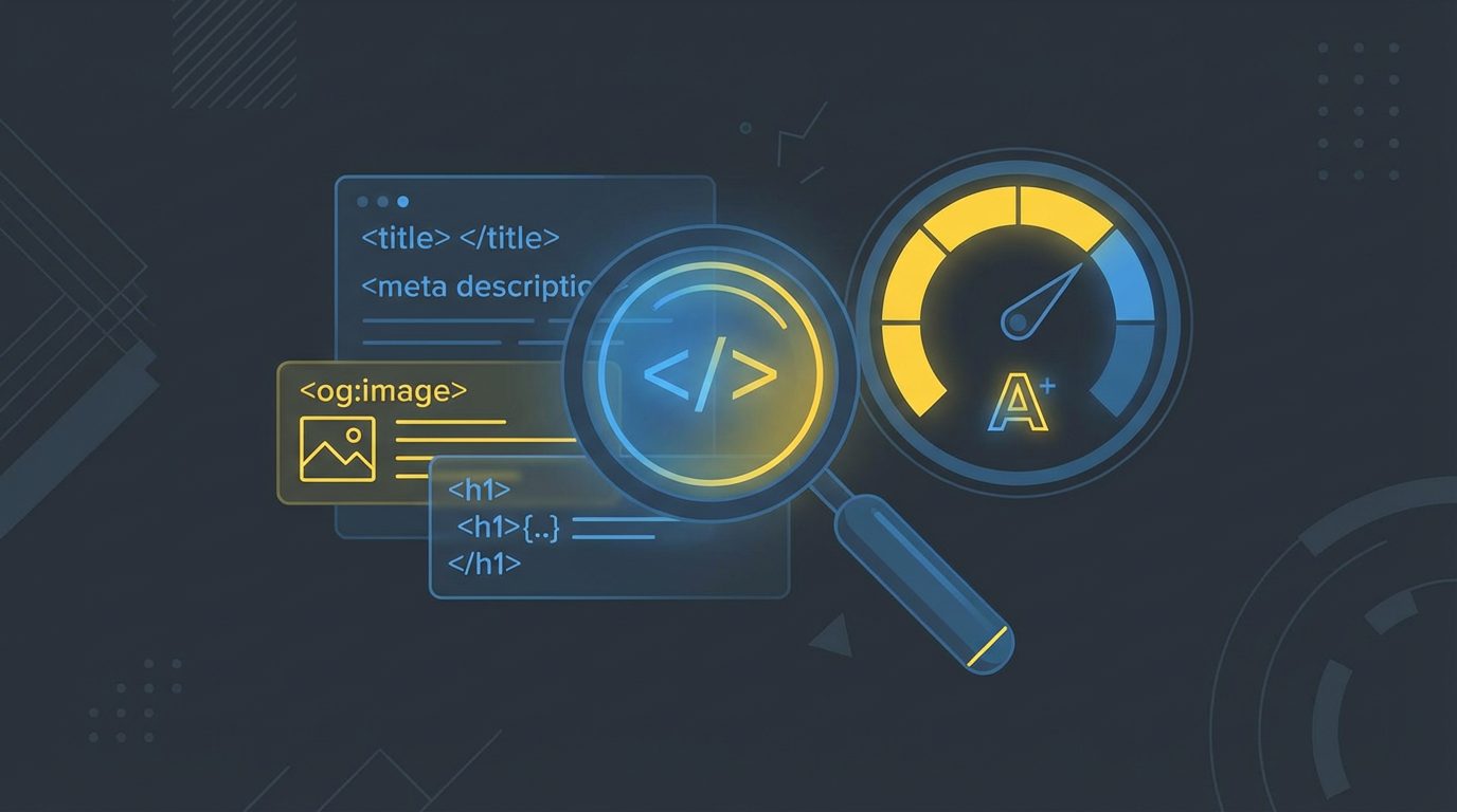 Python SEO auditor checking HTML tags with a score gauge